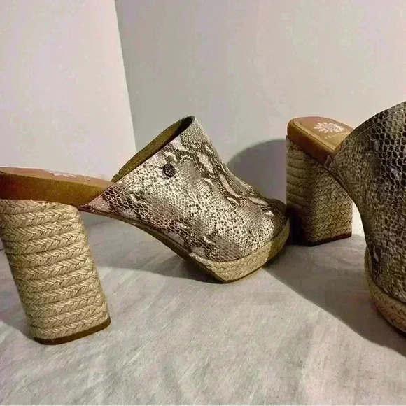 Yellow Box Mules with Espadrille Heel and side detail - Picture 14 of 14